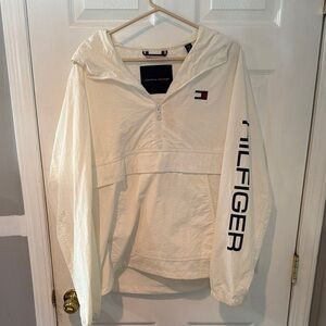 Tommy Hilfiger White Anorak Hooded Pullover Windbreaker